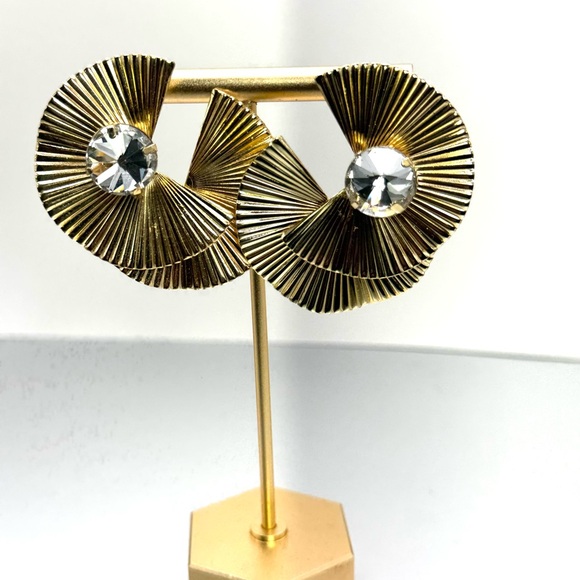 Tasha Elegant Gold Earrings with Crystal Accents - Picture 1 of 4